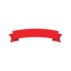 Simple red ribbon banner with curved shape