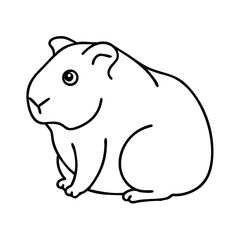 Naklejka premium Simple outline drawing of a cute guinea pig sitting down