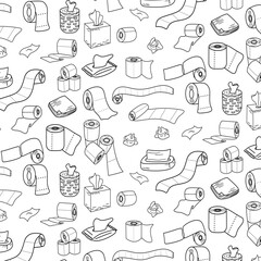 Tissue hand drawn doodle various types of tissue seamless pattern