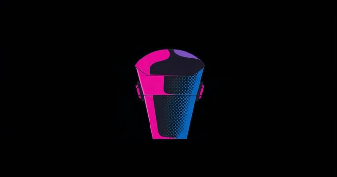 Fototapeta Displaying neon pink and blue stylized helmet graphic shining on black digital backdrop, futuristic