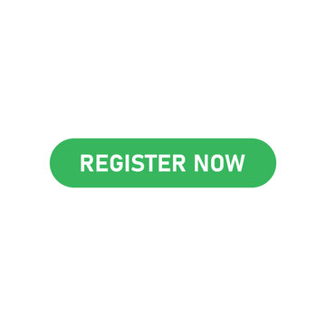 Green register now button. Register now icon vector flat design. Register button.
