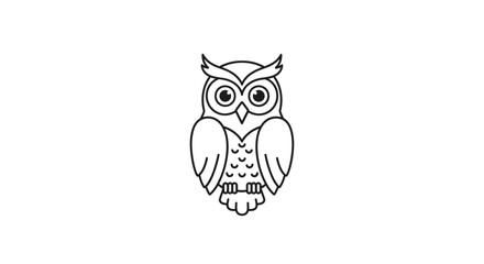 Minimalist owl drawing with bold outlines presenting the mystical avian character