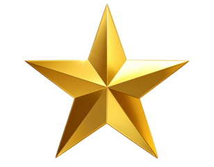 3D Gold Star with Sparkles and Light Rays PNG