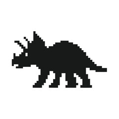 Pixelated Triceratops Silhouette on White Background