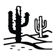 Silhouette Cactus Set Isolated on a White Background