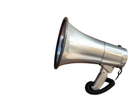 Vintage Metal Megaphone with Microphone Cord PNG
