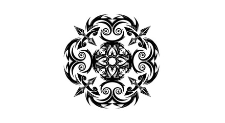 Ornamental Black and White Tattoo Design with a Tribal aesthetic Style Concept