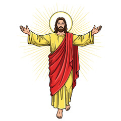 Fototapeta premium Illustration of Jesus Christ ascending to heaven