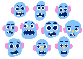 set of funny cartoon monsters