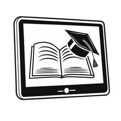 Graduation Cap with Book Icon Vector Design