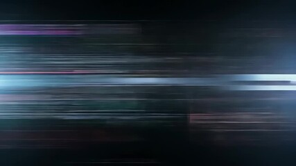 Moving glitch effect across digital void, revealing split panels with cyan data bar and scan lines - Powered by Adobe