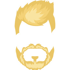 Pixelated Blonde Hairstyle and Beard with Transparent Background Icon Element for Digital Design