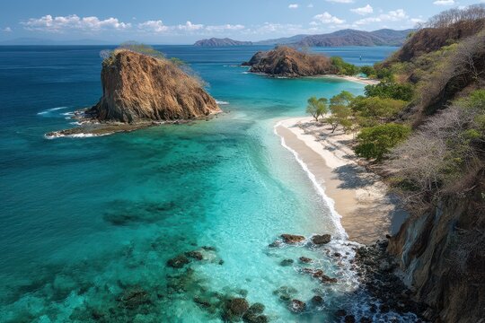 Isla Tortuga Costa Rica. Stunning Beach and Crystal Clear Waters on Pacific Coast