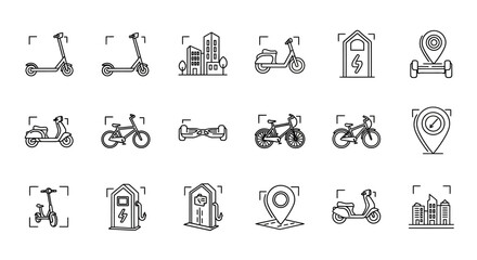 Urban Mobility Icons - Sustainable Transportation Solutions.