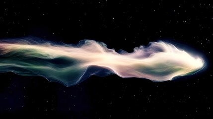 Fototapeta premium Colorful translucent space cloud resembling vapor or nebula drifting in the starry blackness of outer space