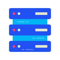 Fototapeta premium Network and Database Flat Icon | Cloud Computing and Data Server Vector Illustration for Web, App, and Technology Design