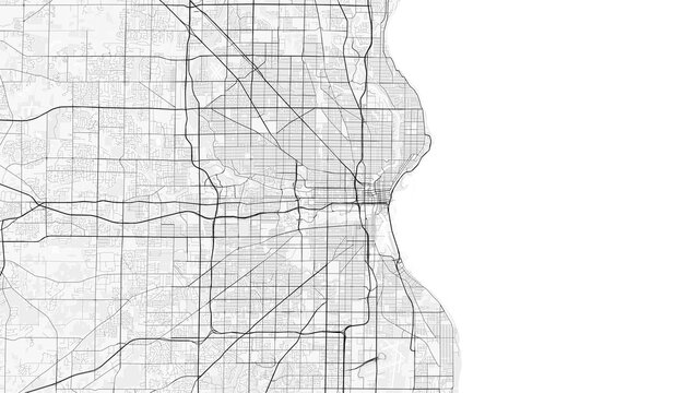 Milwaukee City Map. Minimalist black and white line art poster for printing, wallpaper, wall art, and map resources for home and office decor