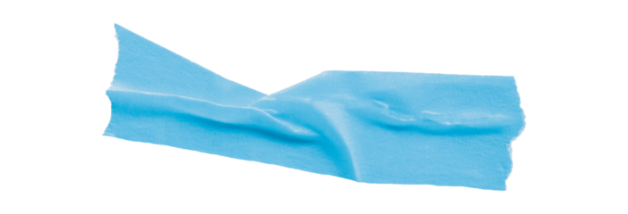 Light blue masking tape, plastic scotch, on a transparent background.