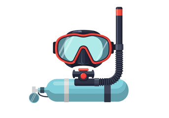 Scuba Diving Equipment Set with Mask and Tank.
