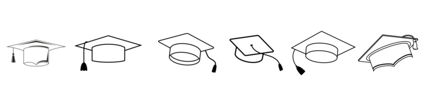 Graduation hat icon vector set. Student  illustration sign collection. Student's cap symbol. university logo.