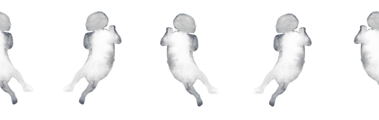  Watercolor baby silhouette blue pattern.Hand painted silhouette motherhood element border on white background.