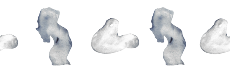  Watercolor pregnant girl and baby silhouette blue pattern.Hand painted silhouette motherhood element border on white background.