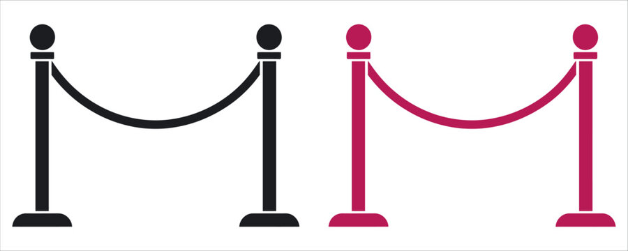 Elegant Rope Barrier Icon Vector Illustration. Minimalist logo design element symbolizing Exclusivity, Security, Crowd Control, Luxury Event, Guidance, and VIP Access. Perfect for event management.