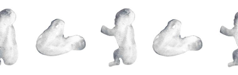  Watercolor baby silhouette blue pattern.Hand painted silhouette motherhood element border on white background.