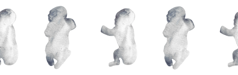  Watercolor baby silhouette blue pattern.Hand painted silhouette motherhood element border on white background.