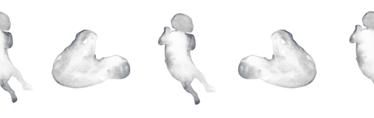  Watercolor pregnant girl and baby silhouette blue pattern.Hand painted silhouette motherhood element border on white background.