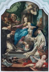 Schilderijen op glas Jezus Christus RAVELLO, ITALY - OCTOBER 7, 2025: The painting of  Madonna with the St. Dominic and St. Catherine of Siena in the Cathedral by Rachele Luciano from third part of 18. cent.   © Renáta Sedmáková