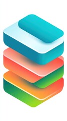 スマートフォンのデザインにインスピレーションを得た、カラフルなグラデーションのエッジを持つ 3 つの青い長方形を積み重ねたシンプルな線画のベクター ロゴ。