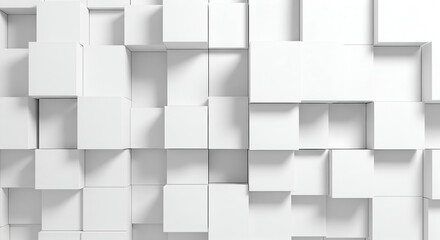 Obraz premium Modern White Geometric Cube Block Wall Background