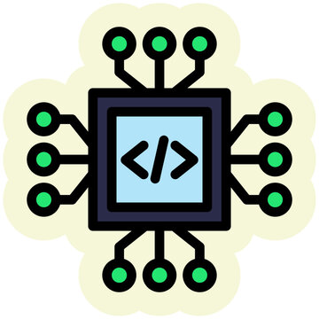 Coding AI Icon Isolated on Transparent Background. Programming and Software Development Vector Illustration for Web, App, and Technology Design