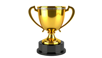 Shiny golden trophy with a row of gems atop black base