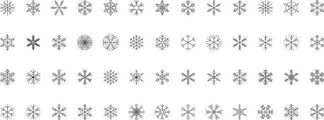 Snowflake snow freeze winter thin line outline icon. Snowflakes thin line icon set. Snowflake Simple illustration