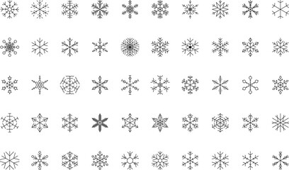Snowflake snow freeze winter thin line outline icon. Snowflakes thin line icon set. Snowflake Simple illustration