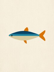 Stylized fish illustration against a neutral background for graphic design