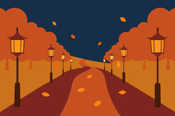 Autumn Lantern Path
