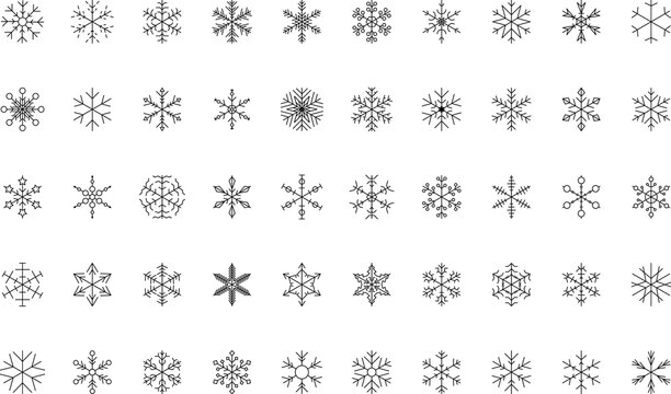 Snowflake snow freeze winter thin line outline icon. Snowflakes thin line icon set. Snowflake Simple illustration