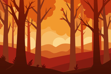 Foggy Forest in Fall