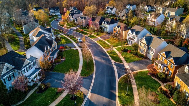 Maryland Neighborhood - Suburban Residential Housing and Architecture in Upper Middle Class American Landscape