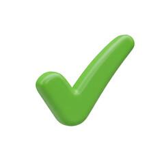 Green 3d check mark symbol isolated on transparent background