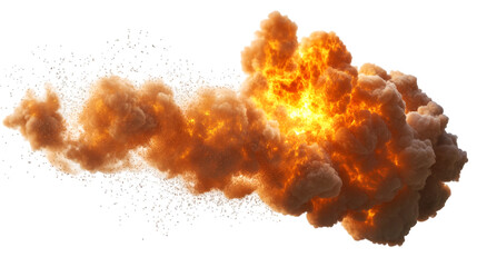 Dramatic explosion of fire and smoke against a black backdrop creating a powerful effect