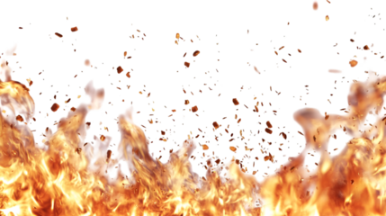 Fiery flames rising with embers against a creating a dynamic effect