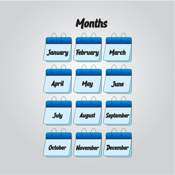 12 Month Vector Art, Icons, c...