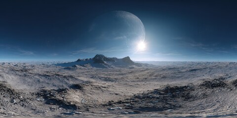Moon HDRI. Space Background with 360 Degree Moon Landscape and Equirectangular Projection
