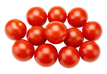 Isolated vibrant cherry tomatoes arranged closely together, fresh and juicy, simple composition