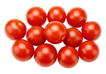 Isolated vibrant cherry tomatoes arranged closely together, fresh and juicy, simple composition