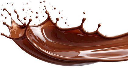 Chocolate splash with tiny droplets, dark against black